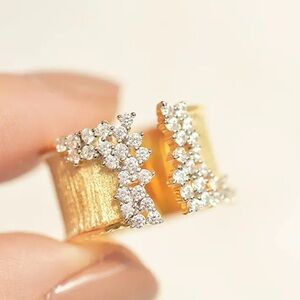 Golden Ring Female Zircon Cocktail Party Ring 18K Gold Plated for Women